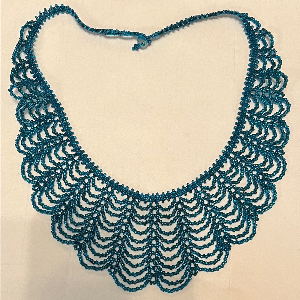 Elegant Teal Beaded Necklace. From Guatemala